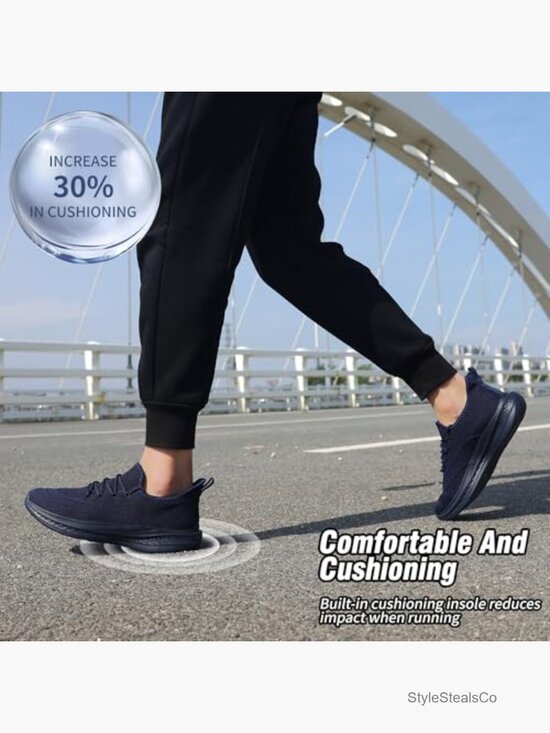 Men\'s Slip On Running Shoes Lightweight Breathable Non Slip Gym Sneakers Mesh main image 4